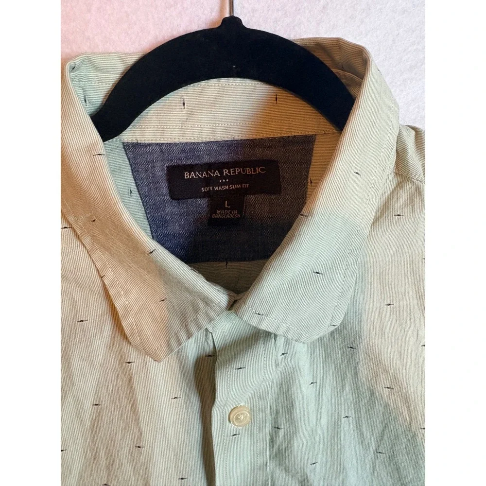 Banana Republic Soft Wash Slim Fit Long Sleeve Button Down‎ Shirt Light Green L